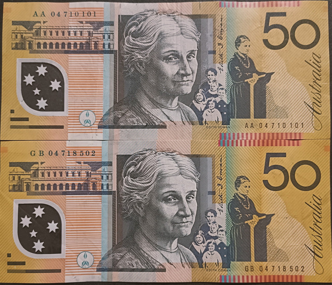2004 Macfarlane/Henry $50 First & Last Prefix Banknotes