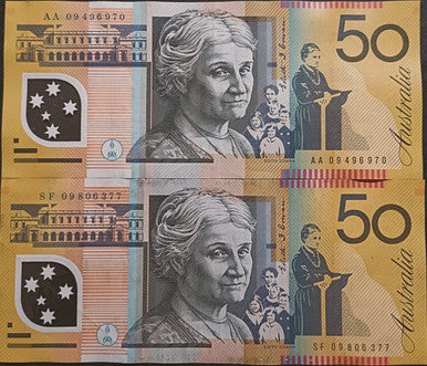 2009 Stevens/Henry $50 First & Last Prefix Banknotes