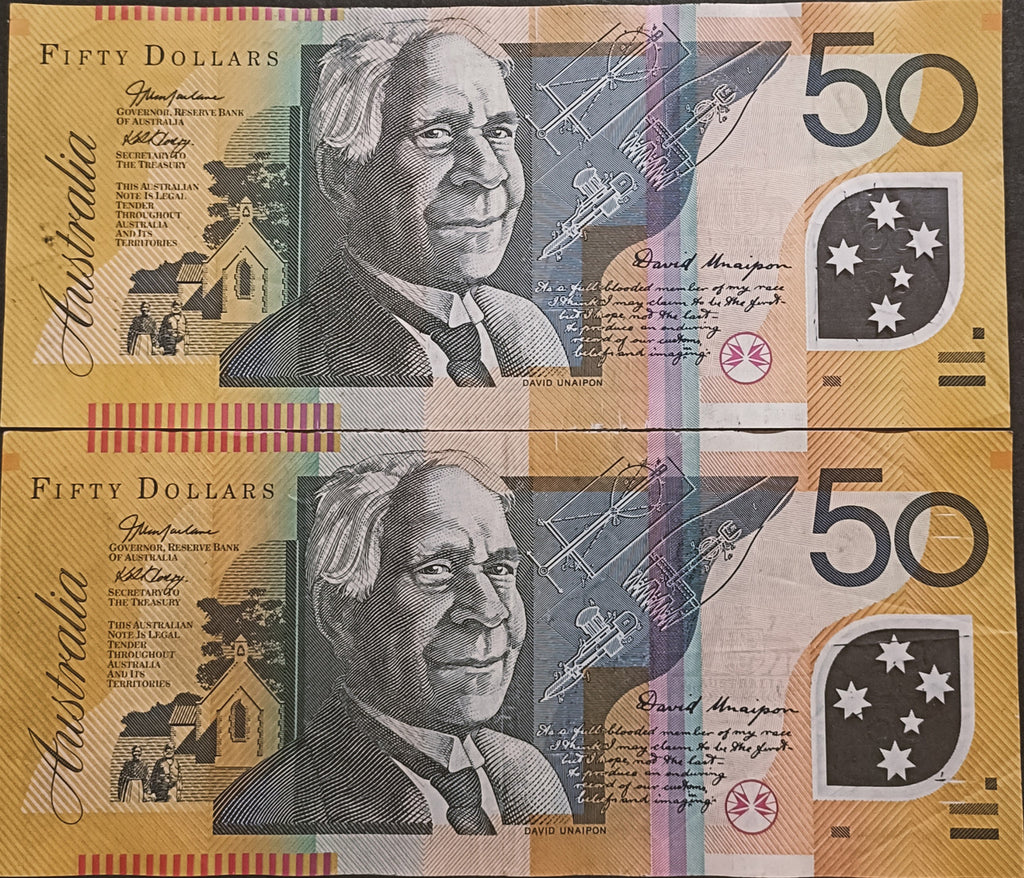 2005 Macfarlane/Henry $50 First & Last Prefix Banknotes