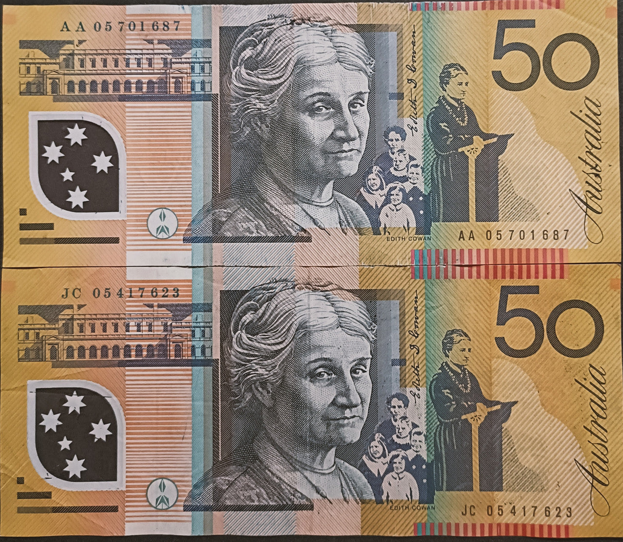 2005 Macfarlane/Henry $50 First & Last Prefix Banknotes