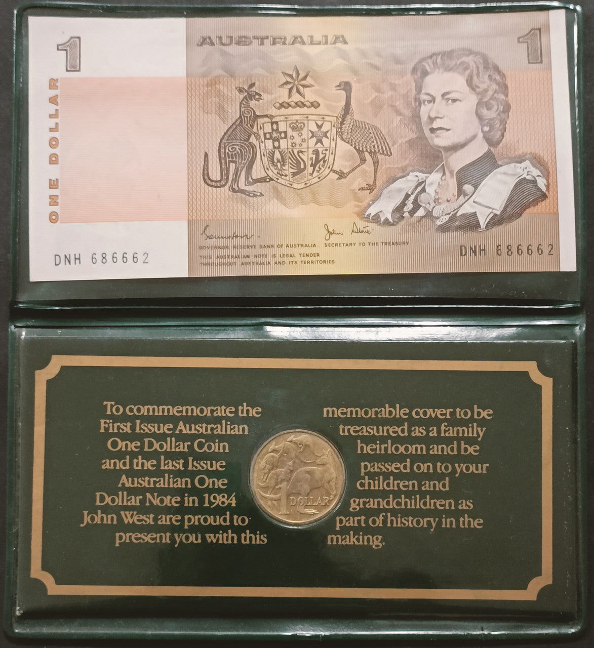 1984 John West $1 Coin and Banknote Commemorative Cover set