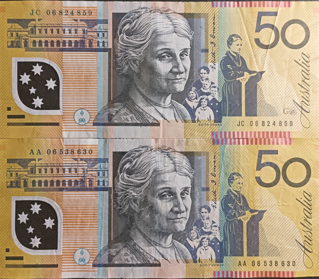 2006 $50 Macfarlane/Henry First and Last Prefix Banknotes
