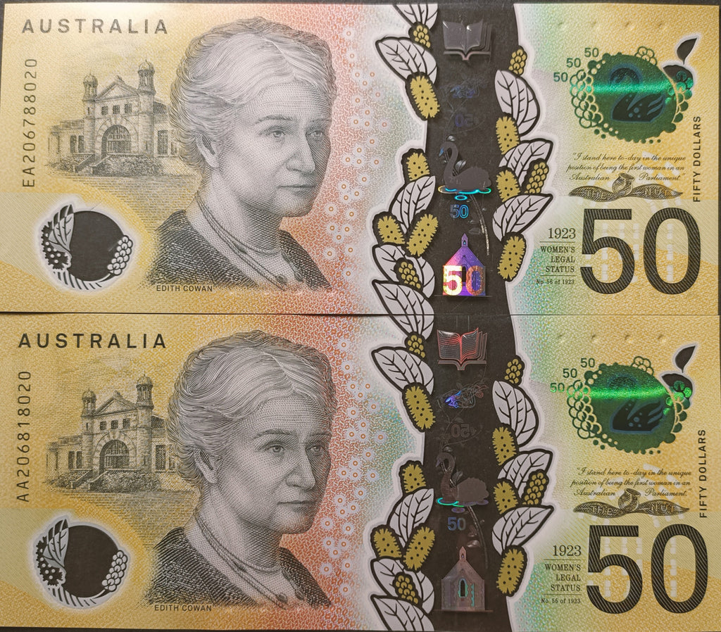 2020 Lowe/Kennedy $50 First & Last Prefix Banknote AA20 6818020 & EA20 6788020