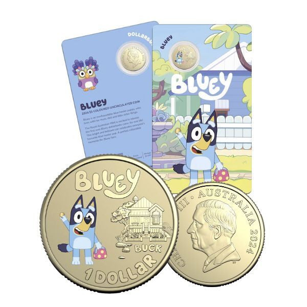 2024 $1 Bluey Dollarbucks - Bluey Coloured Uncirculated Coin