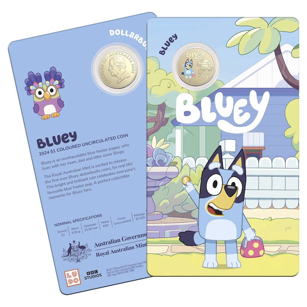 2024 $1 Bluey Dollarbucks - Bluey Coloured Uncirculated Coin