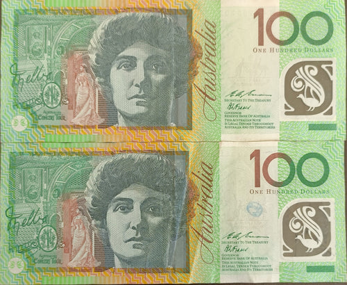 1996 $100 Fraser/Evans Test Banknotes First & Last Prefixes AN96 & CS96