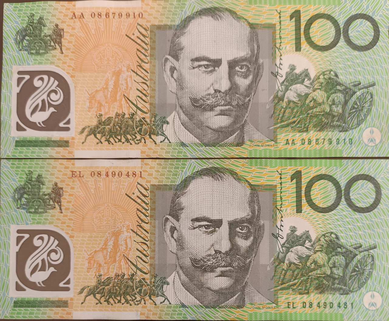2008 Stevens/Henry $100 Banknotes First & Last Prefixes AA08 & EL08