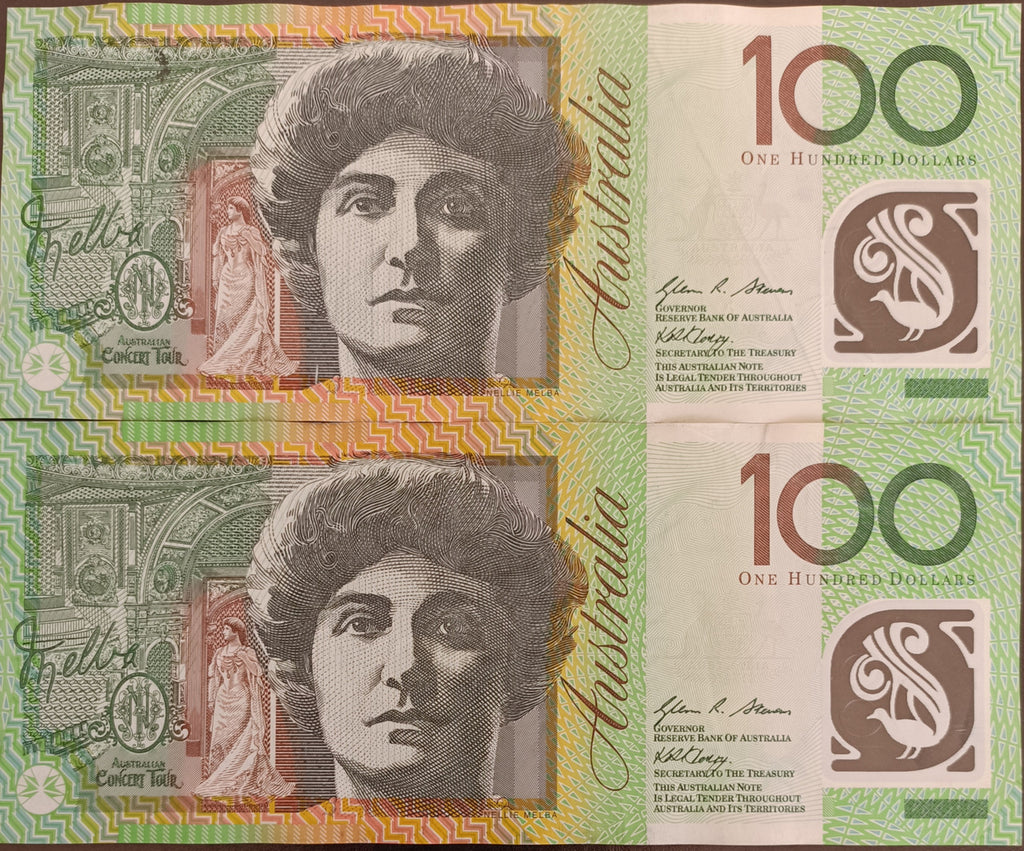 2008 Stevens/Henry $100 Banknotes First & Last Prefixes AA08 & EL08