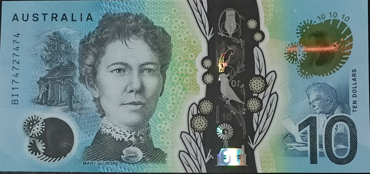 2017 Lowe/Fraser $10 Banknote 7 Digit Radar BI174727474