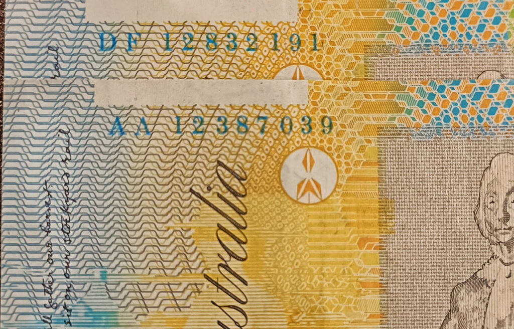 2012 $10 Stevens/Parkinson Banknote First and Last Prefix AA12 & DF12