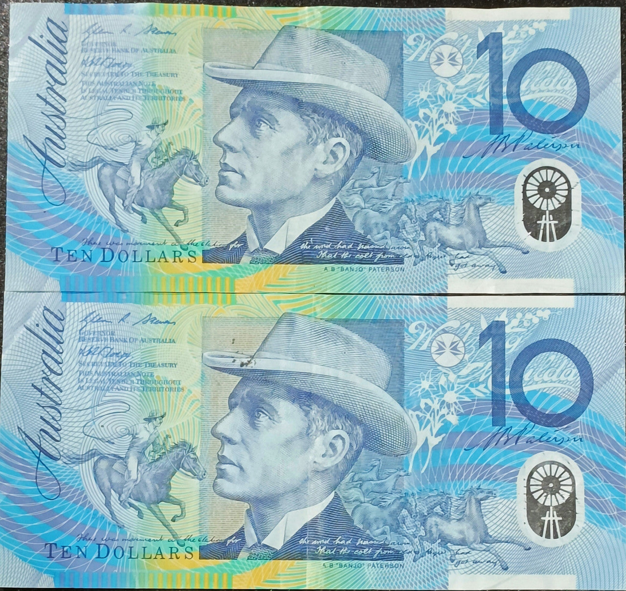 2007 $10 Banknotes Stevens/Henry First and Last Prefix AA07 & GL07