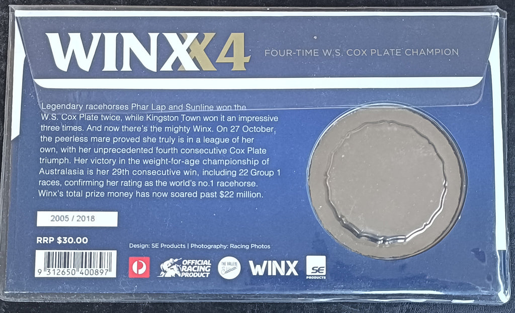 2018 WINX X4 W.S. COX PLATE LIMITED EDITION MEDALLION & STAMP COVER PNC