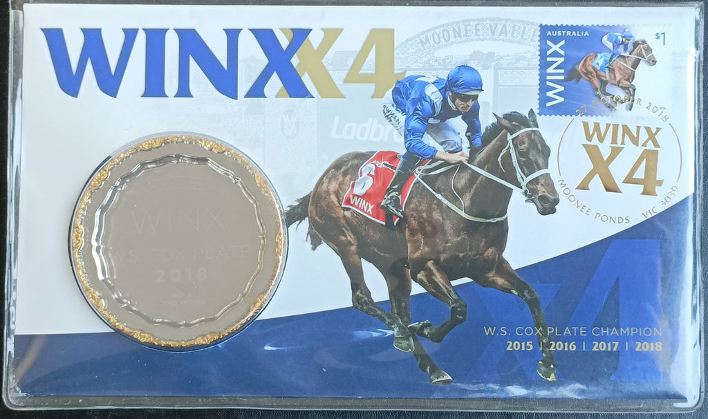 2018 WINX X4 W.S. COX PLATE LIMITED EDITION MEDALLION & STAMP COVER PNC