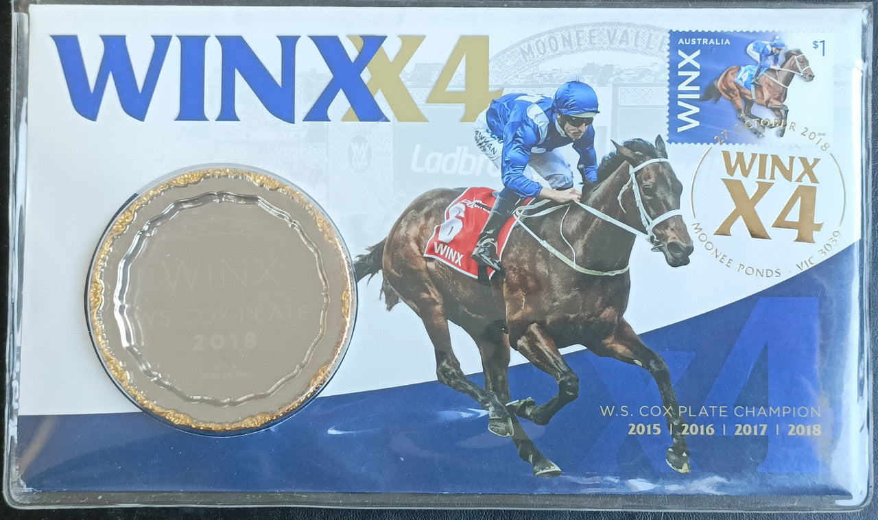 2018 WINX X4 W.S. COX PLATE LIMITED EDITION MEDALLION & STAMP COVER PNC