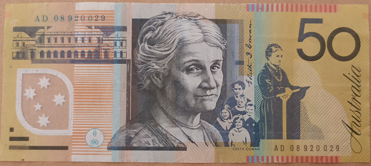 2008 Stevens/Henry $50 6 Digit RADAR Banknote AD08 920029