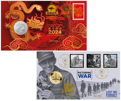 2024 Brisbane Money Expo PNC Set - Year of the Dragon 50c PNC & Anzac Day $1 PNC