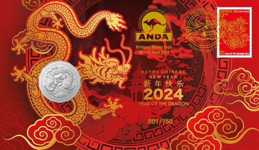 2024 Brisbane Money Expo PNC Set - Year of the Dragon 50c PNC & Anzac Day $1 PNC