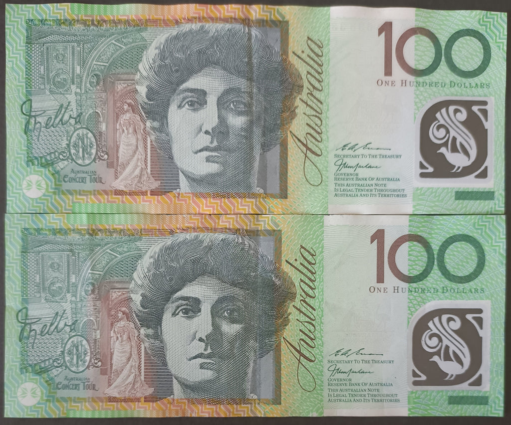 1998 $100 MacFarlane/Evans First & Last Prefix AA98 & CF98