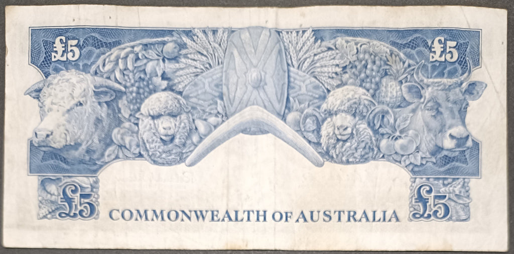 1960 £5 Coombs/Wilson Five Pound Banknote Reserve Bank TB67952252