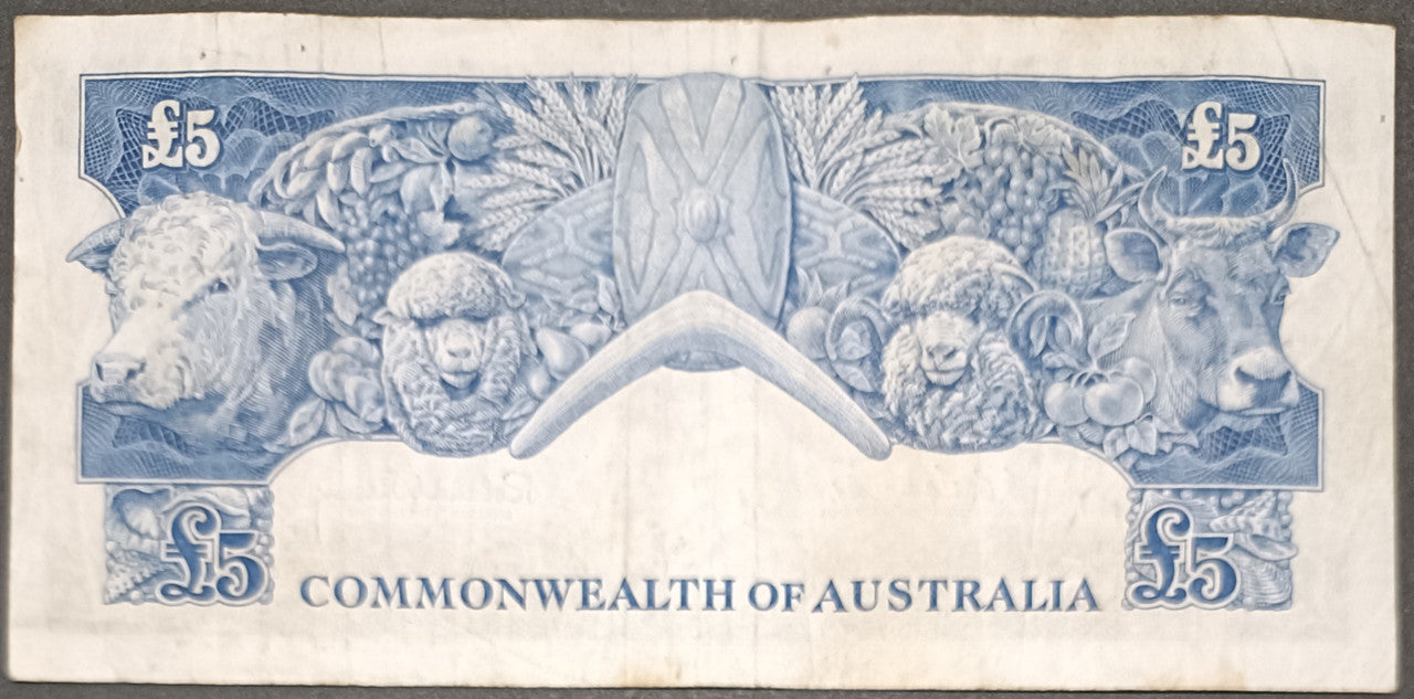 1960 £5 Coombs/Wilson Five Pound Banknote Reserve Bank TB67952252