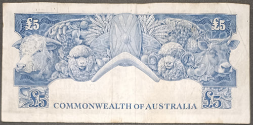 1960 £5 Coombs/Wilson Five Pound Banknote Reserve Bank TB67952252