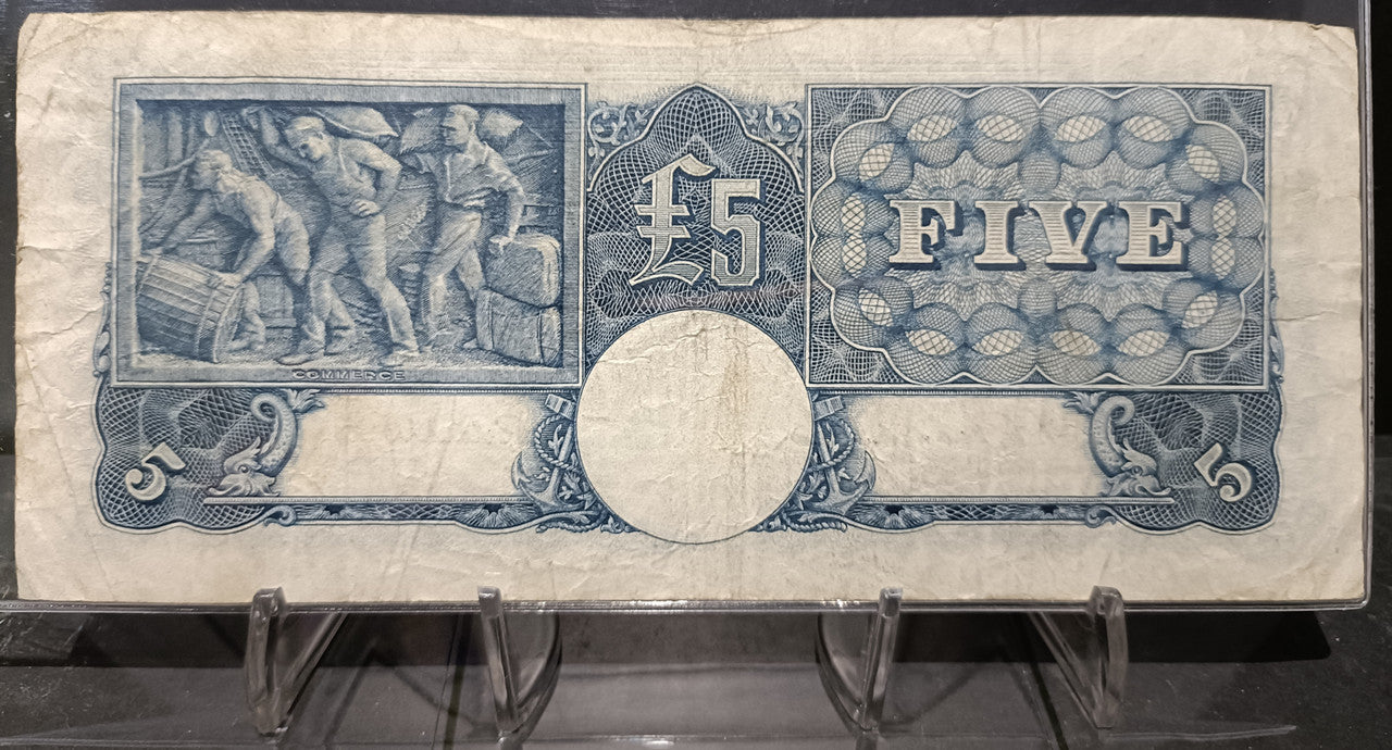 1952 £5 Coombs/Wilson Five Puond Banknote S32 074623