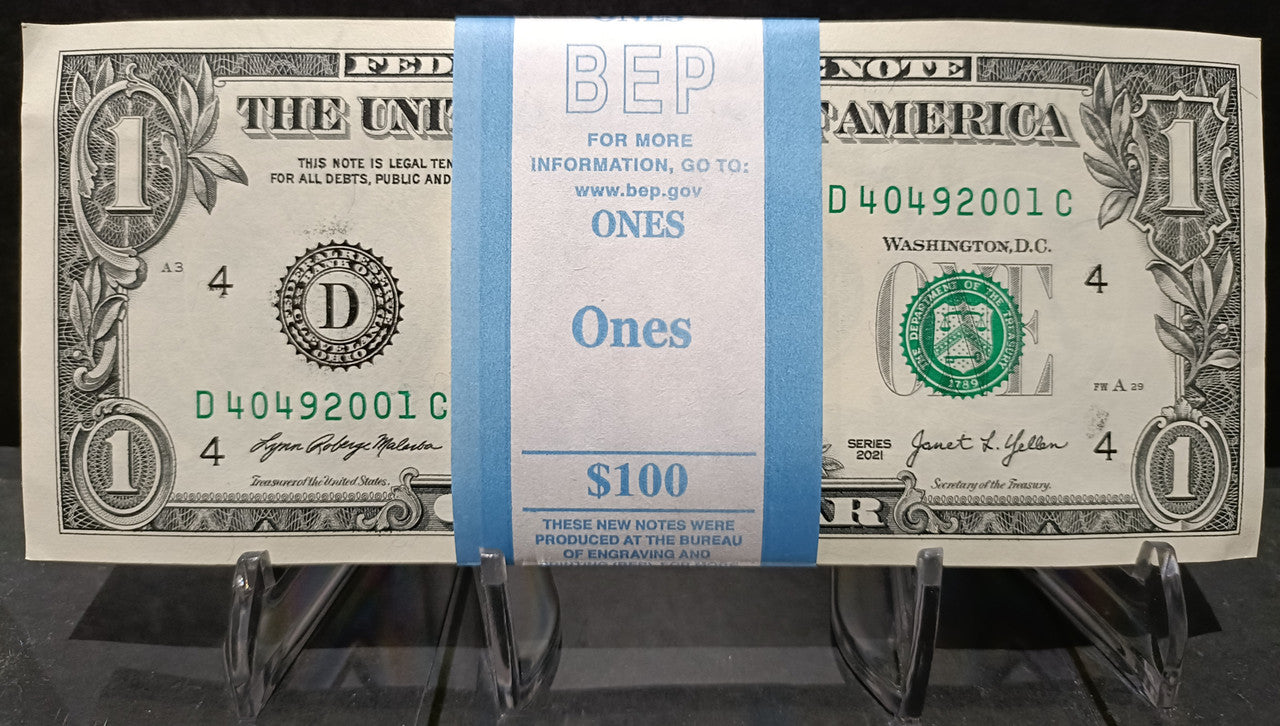 2021 USA $1 notes of 100