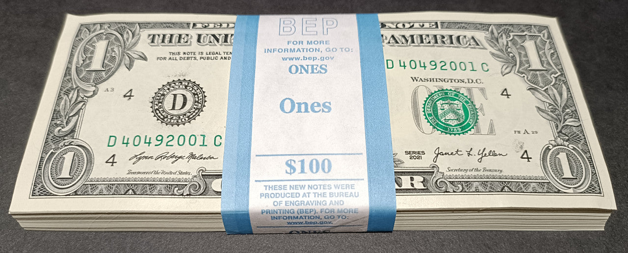 2021 USA $1 notes of 100