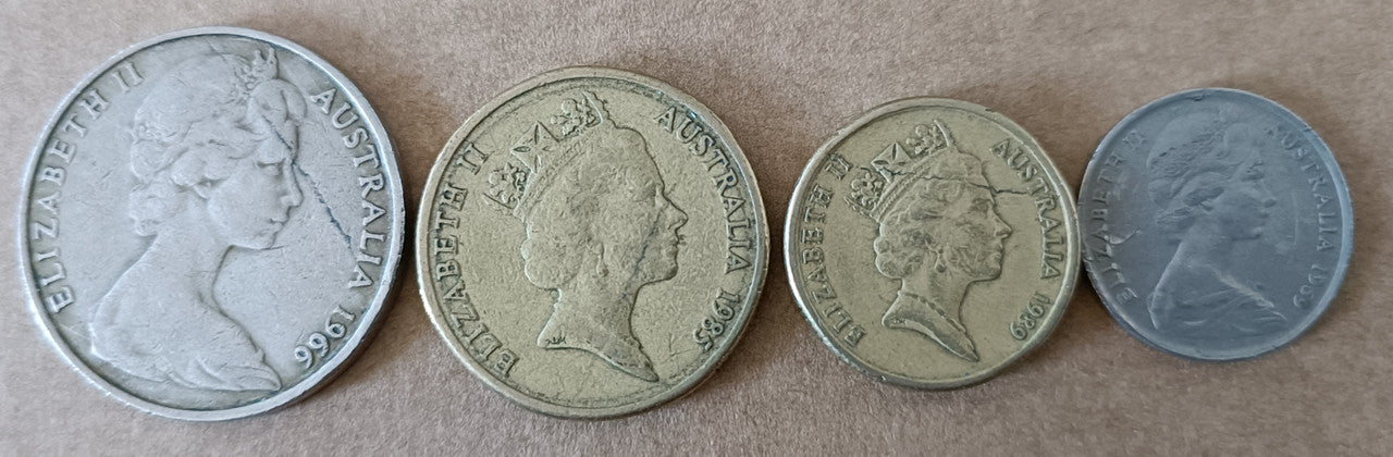 ***ERROR*** 4 x Australian Error Coins - Lamination Peel on Obverse