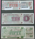 British Armed Forces Military Currency - 5, 10 & 50 New Pence Banknotes - 6th Series - Uncirculated