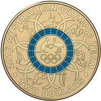 2016 AUSTRALIAN OLYMPIC TEAM SET OF 5 COLOURED TWO DOLLAR ($2) UNCIRCULATED