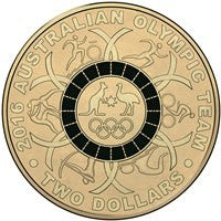 2016 AUSTRALIAN OLYMPIC TEAM SET OF 5 COLOURED TWO DOLLAR ($2) UNCIRCULATED