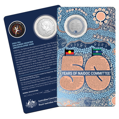 2024 50c NAIDOC WEEK COLOURED FROSTED UNCIRCULATED COIN