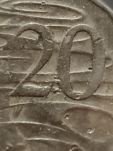 1966 AUSTRALIA 20 CENTS "WAVEY 2" VARIETY COIN