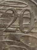 1966 AUSTRALIA 20 CENTS "WAVEY 2" VARIETY COIN