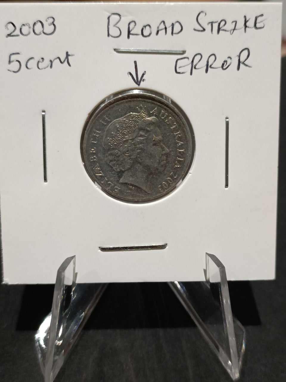 ***ERROR*** 2003 AUSTRALIA 5 CENTS BROADSTRIKE ERROR