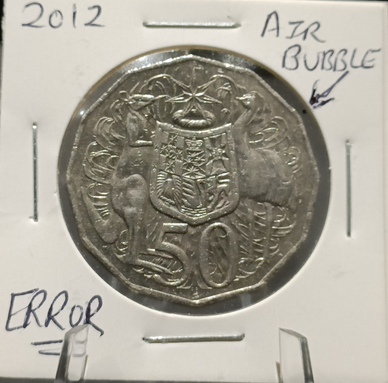 2012 AUSTRALIA 50 CENTS BUBBLE ERROR COIN