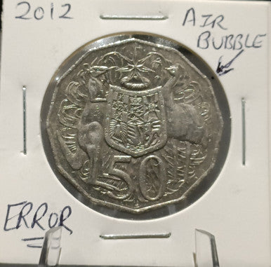 2012 AUSTRALIA 50 CENTS BUBBLE ERROR COIN