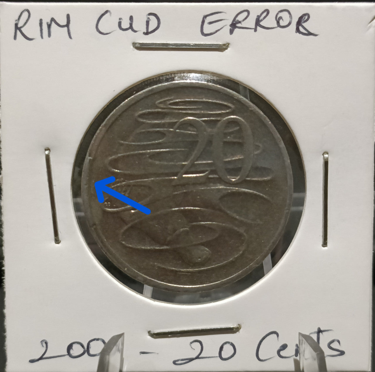 2001 AUSTRALIA 20 CENTS RIM CUD ERROR COIN