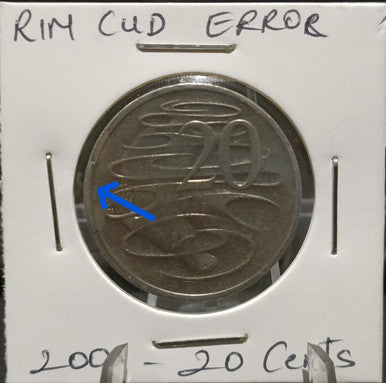 2001 AUSTRALIA 20 CENTS RIM CUD ERROR COIN