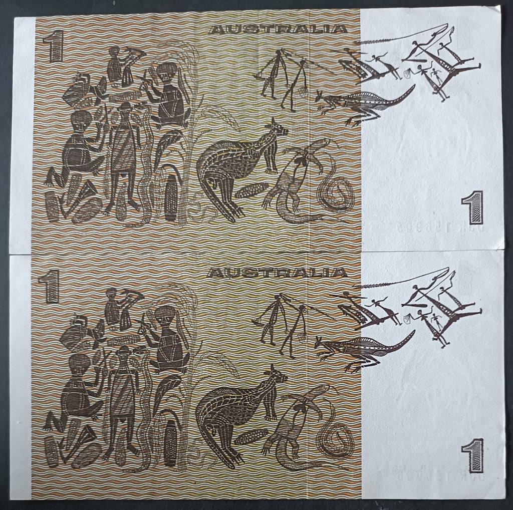 1982 Johnston Stone $1  Consecutive Banknotes x 2 DJR 156905,906
