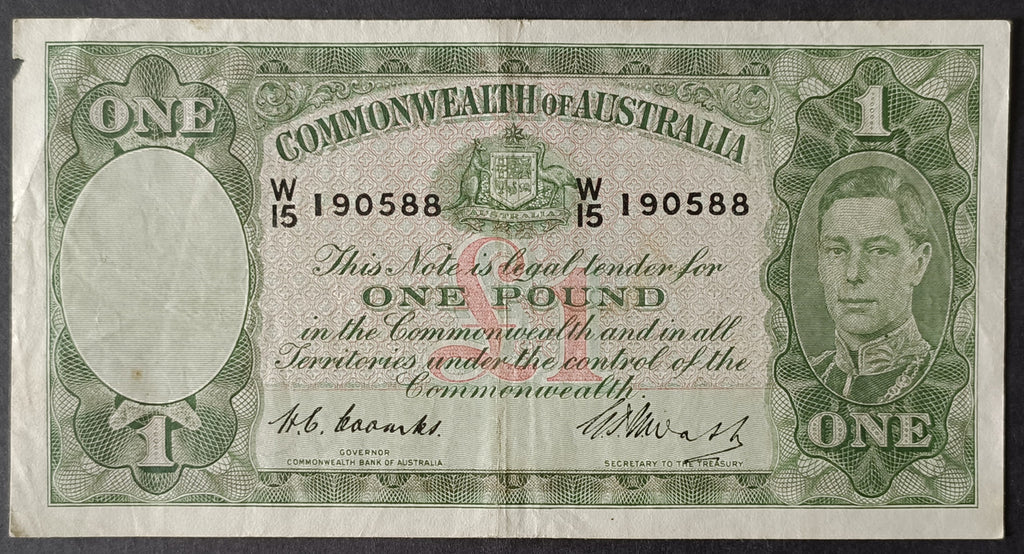 1949 £1 Coombs Watt One Pound Banknote W15 190588