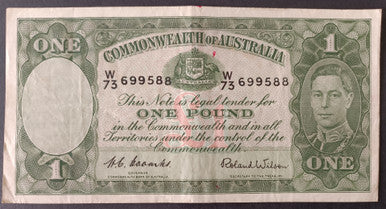 1952 Coombs Wilson £1 One Pound Banknote W73 699588