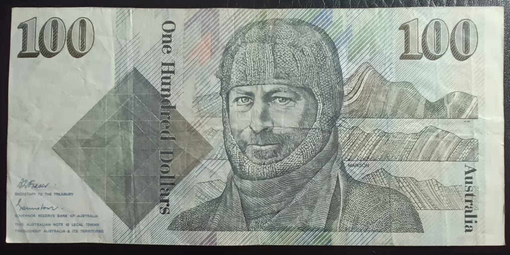 *** ERROR***   1992 AUSTRALIA $100 DOLLAR  BANKNOTE  R613  FRASER/COLE ZEL 639240  BUY NOW