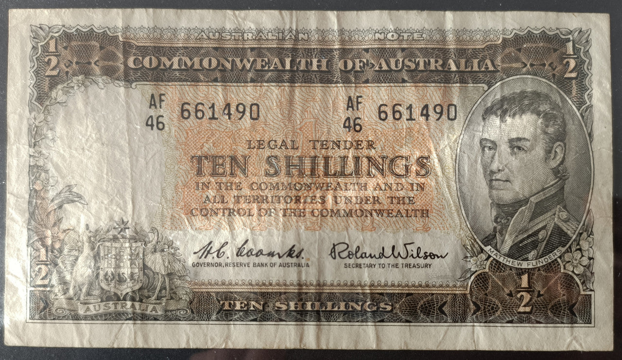 1961 Australia Ten Shillings Coombs / Wilson AF46 661490