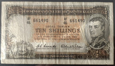 1961 Australia Ten Shillings Coombs / Wilson AF46 661490
