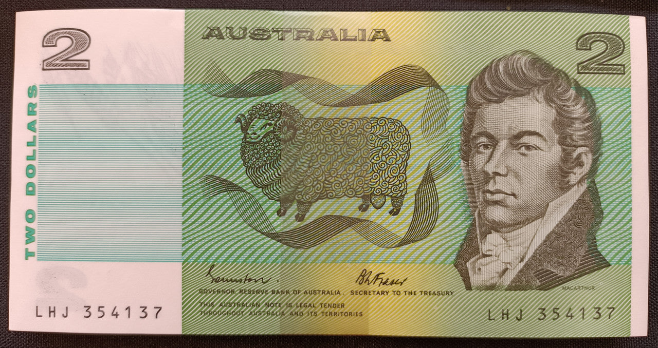 1985 R89 $2 Johnston/Fraser Bundle of 100 Consecutive UNC Banknotes