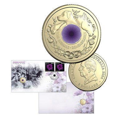 2024 Remembrance War Animals $2 Purple Poppy PNC