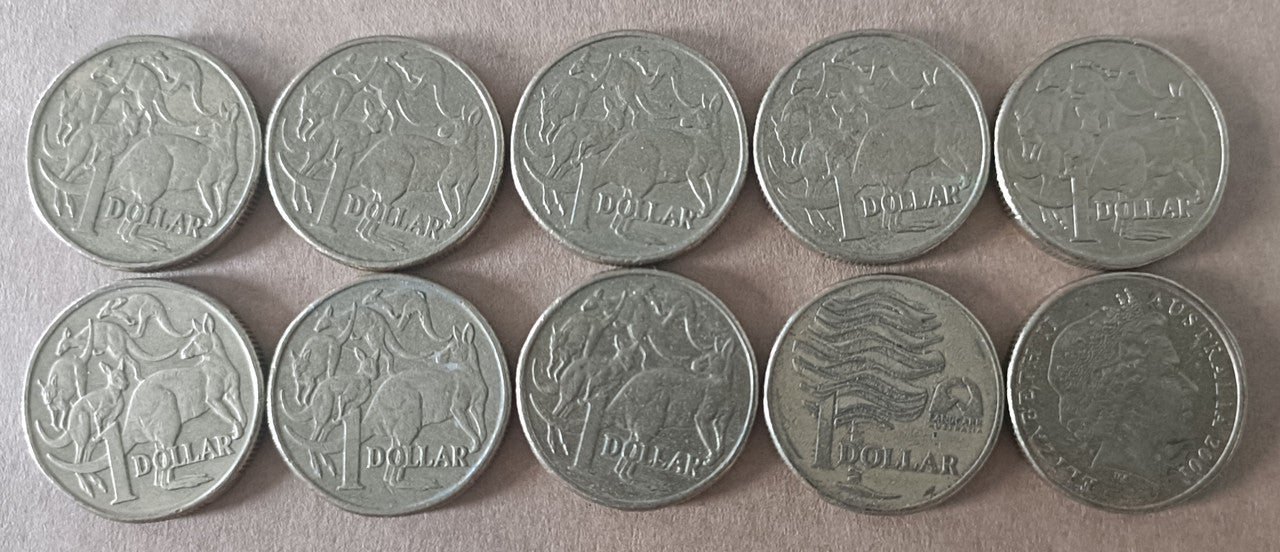*** ERROR COINS *** x 10 $1 Cud Error Coins