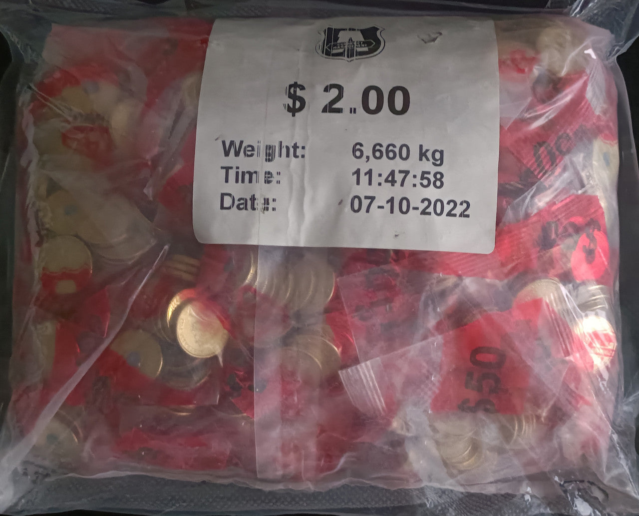 2022 $2 75th Anniversary of Peacekeeping Jumbo Bag 40 bags of 25 coins